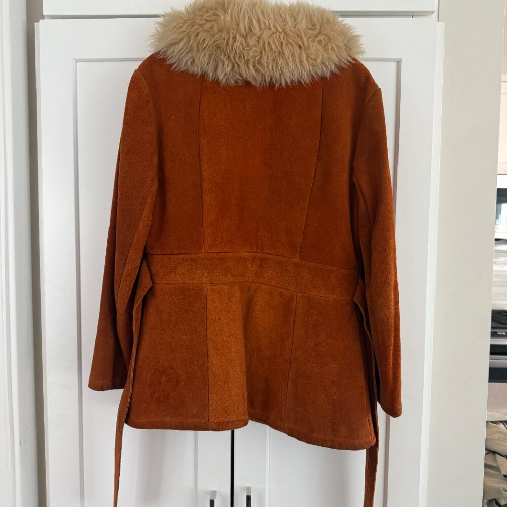 60's Vintage Sears Jr. Bazaar Suede with Fur collar Jacket - Picture 8 of 9